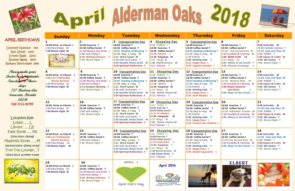 Calendar Alderman Oaks
